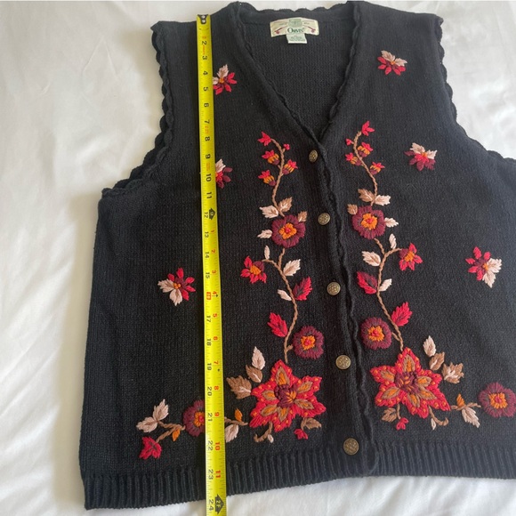 Vintage Orvis Fall Leaves Floral Embroidered Knitted V-Neck Sweater Vest - Picture 11 of 11
